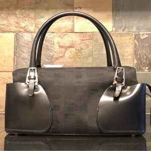Bally black leather & cloth satchel